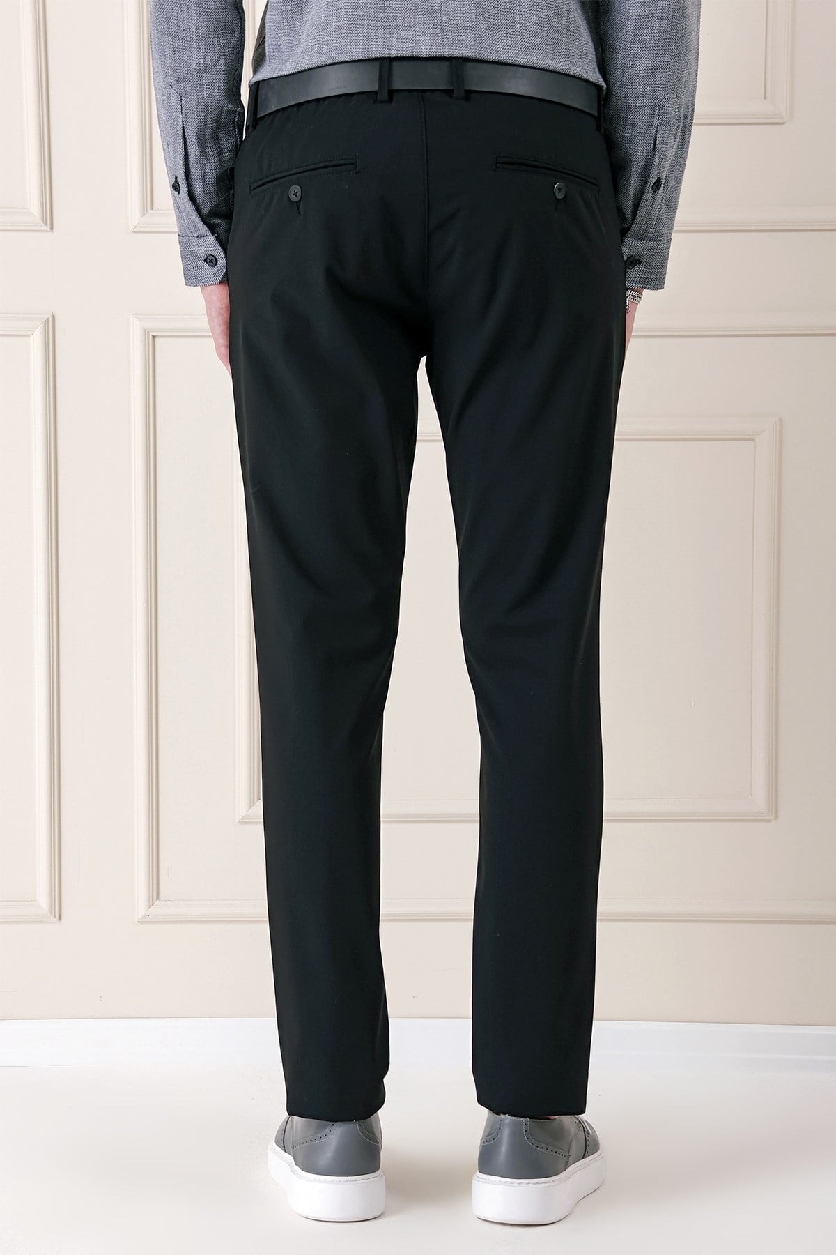 Comfort Fit Yan Cep Pamuk Gabardin Casual Siyah Pantolon P 1146