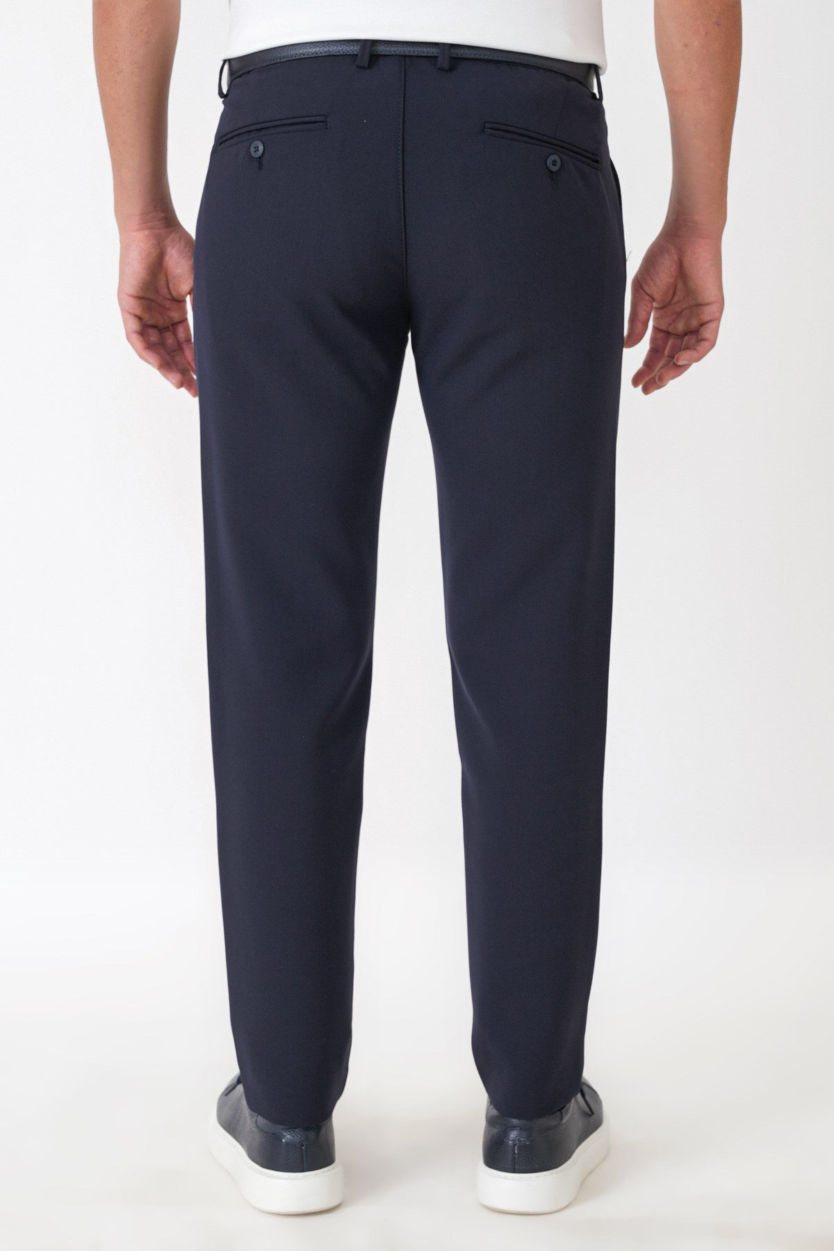 Comfort Fit Yan Cepli Esnek Pamuklu Lacivert Pantolon P 1234