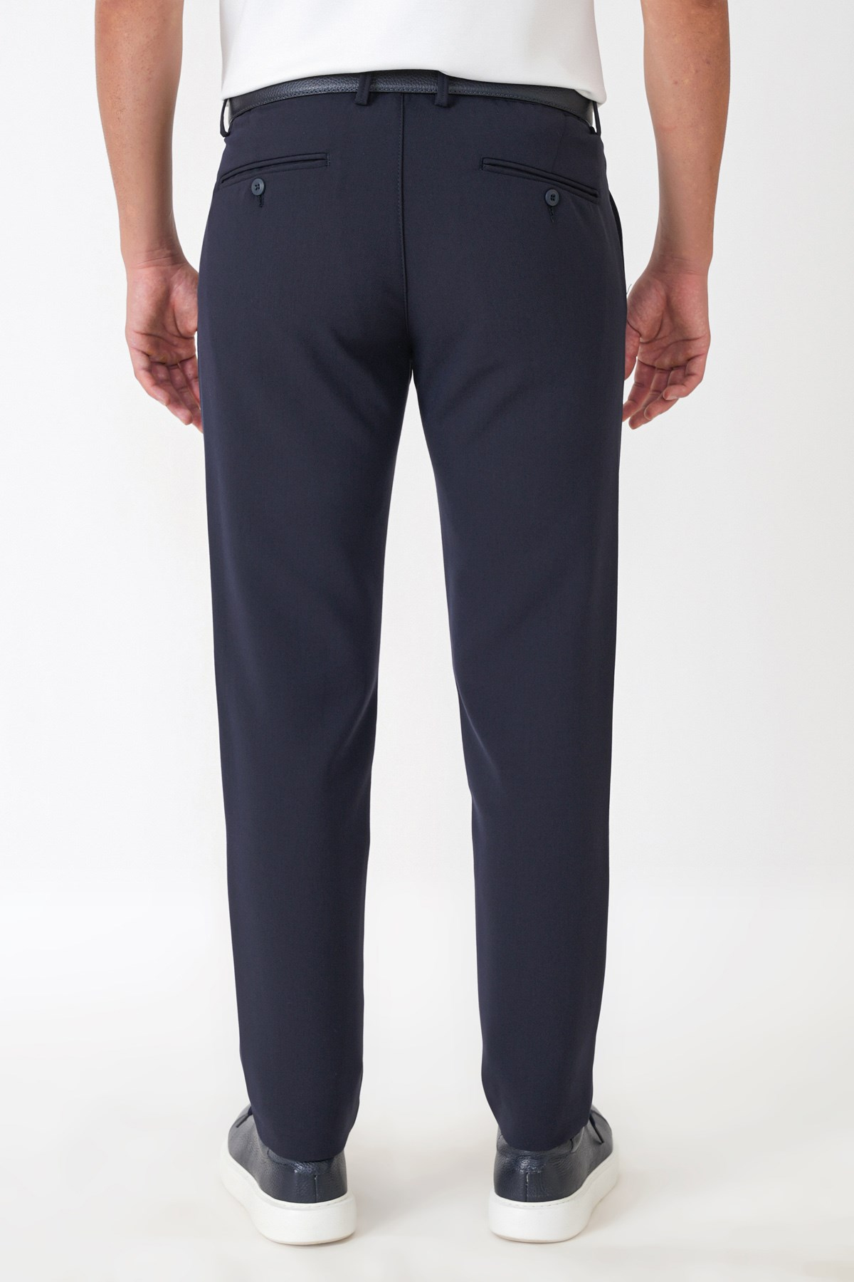 Comfort Fit Yan Cepli Esnek Pamuklu Lacivert Pantolon P 1234