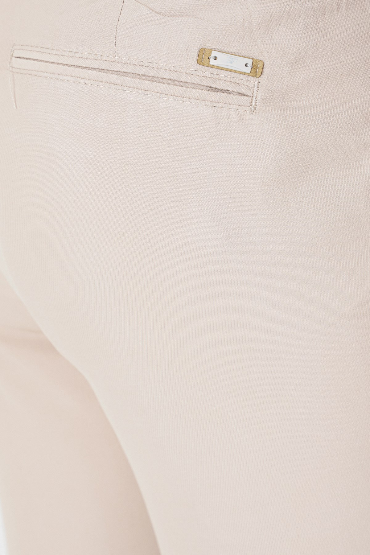 Comfort Fit Yan Cepli Pamuklu Bej Pantolon P 1225