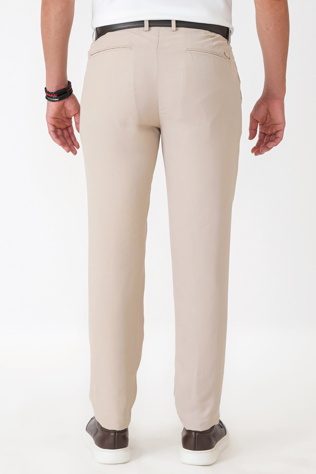 Comfort Fit Yan Cepli Pamuklu Bej Pantolon P 1225
