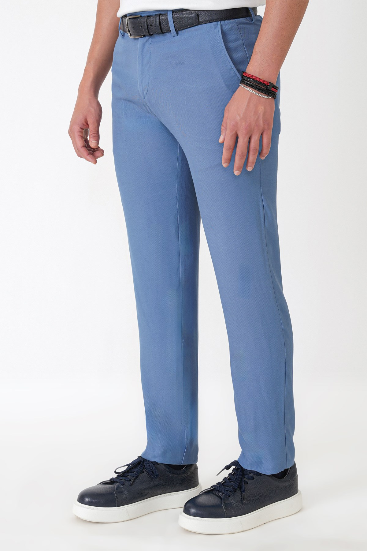Comfort Fit Yan Cepli Pamuklu İndigo Pantolon P 1225