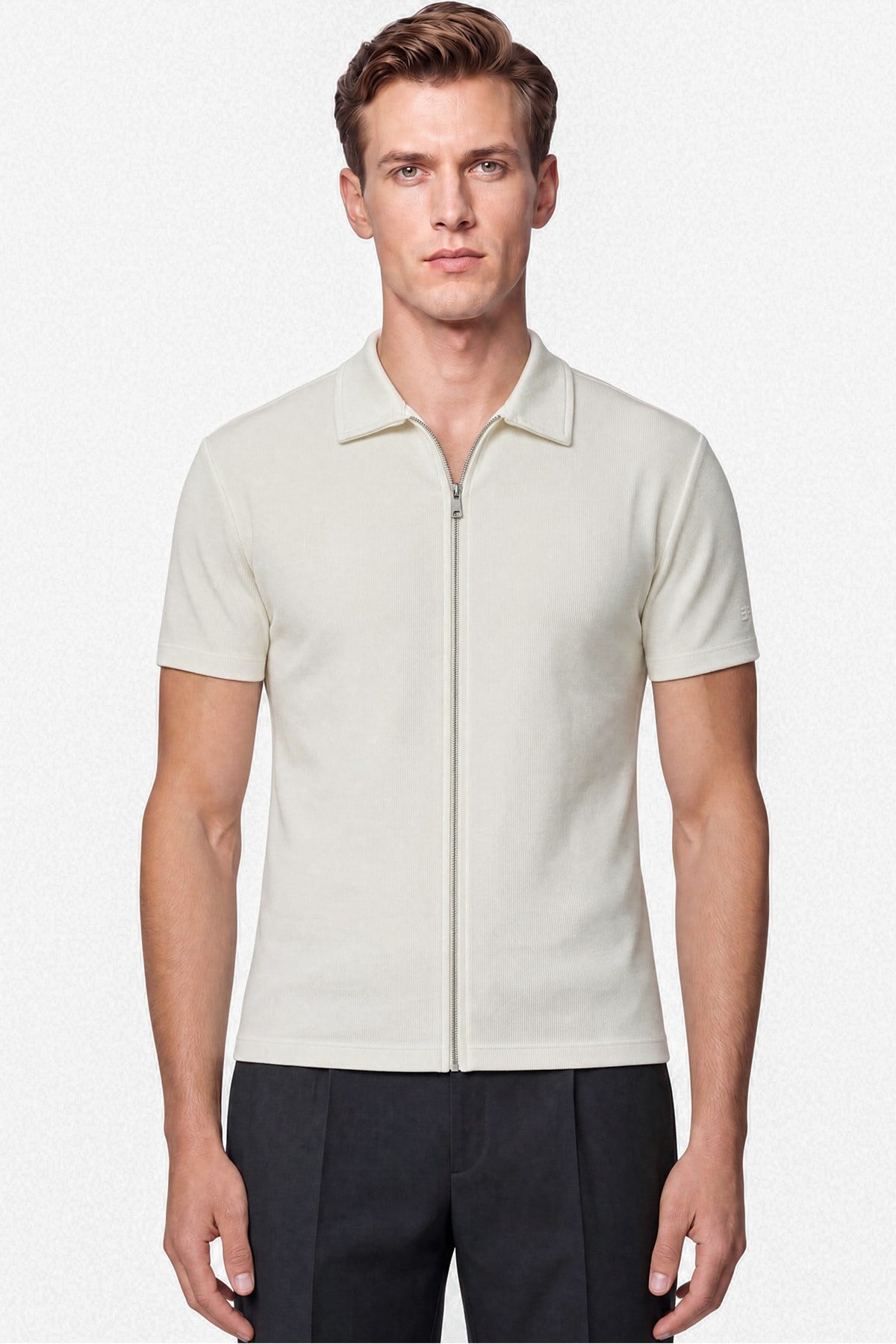 Comfort Polo Yaka Düz  EKRU  TS 930  T-SHIRT
