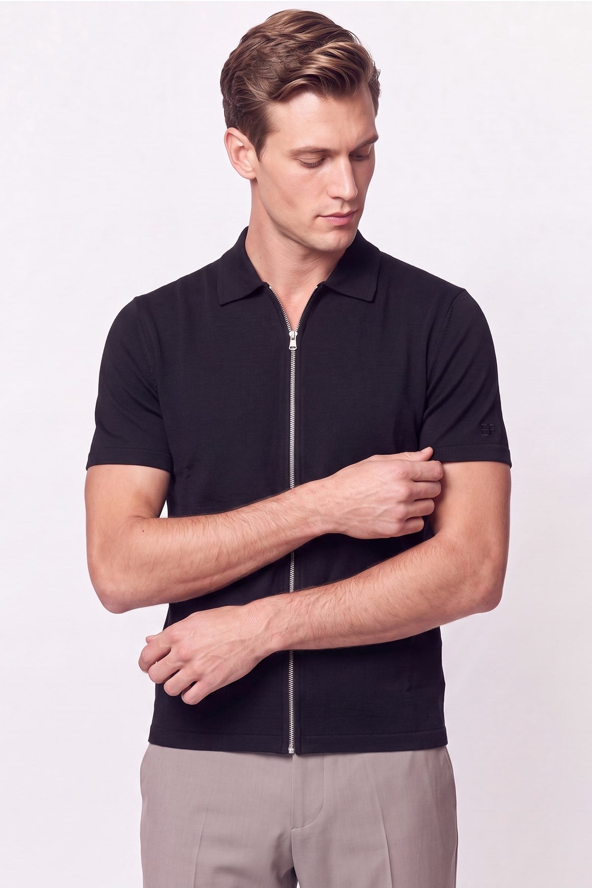Comfort Polo Yaka Düz  SİYAH  TS 930  T-SHIRT