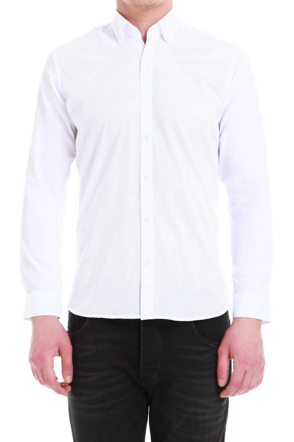 G 1397 Slim Fit Beyaz Spor Gömlek