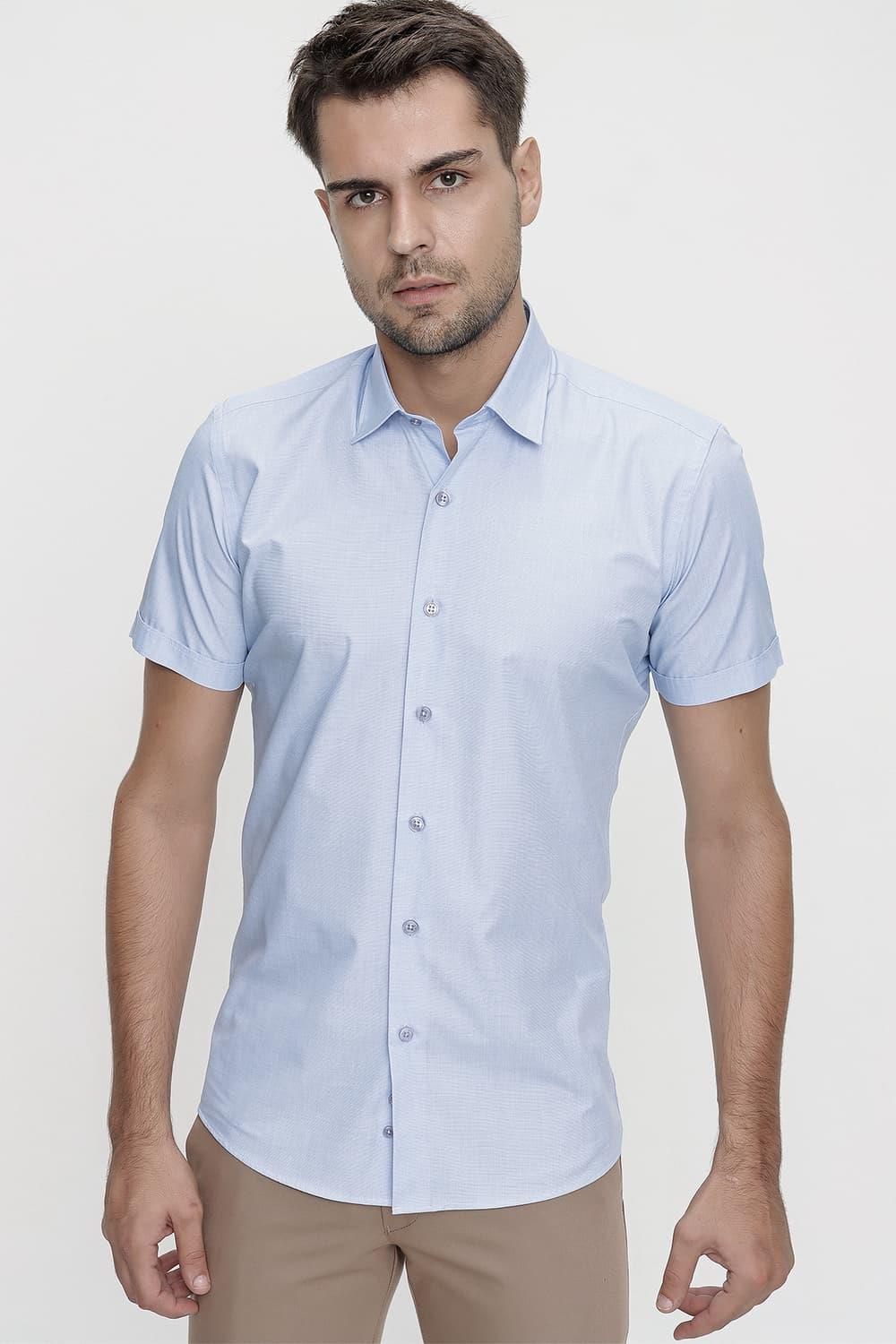 G 1474 Slim Fit Mavi Spor Gömlek