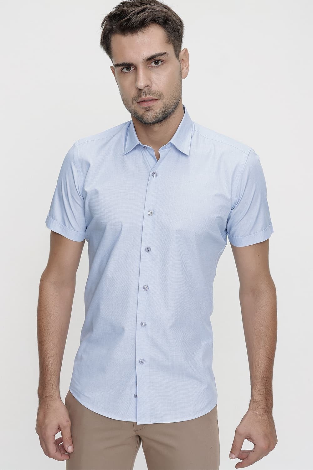 G 1474 Slim Fit Mavi Spor Gömlek