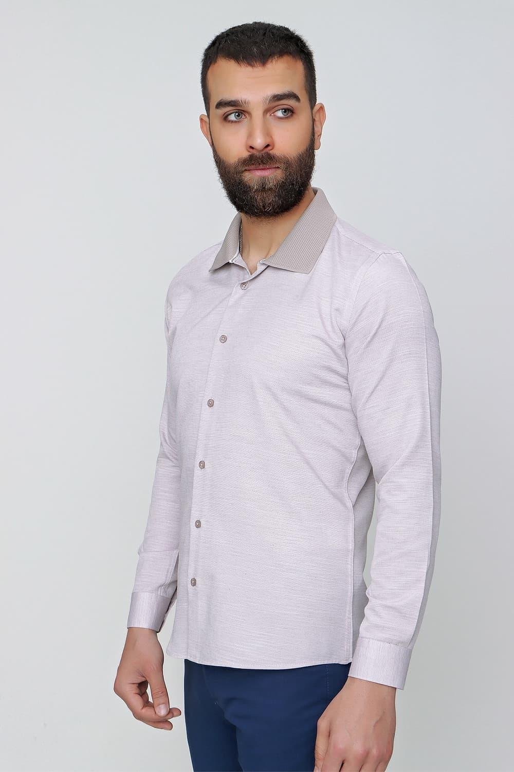 G 1491 Slim Fit Bej Spor Gömlek