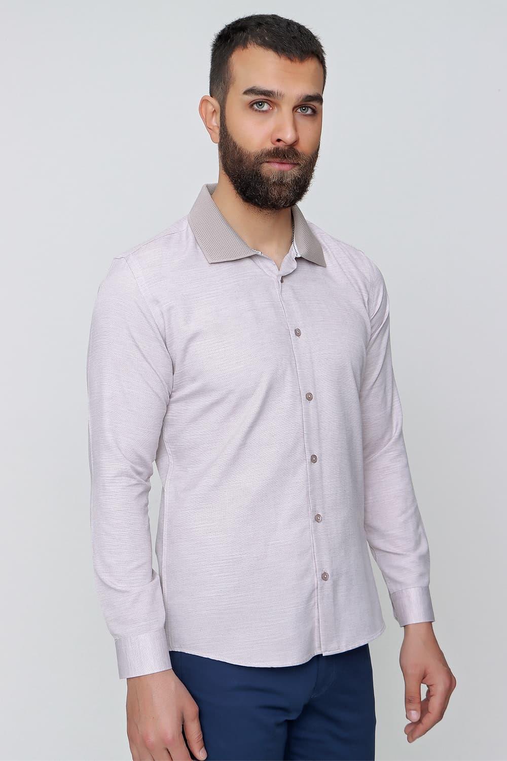 G 1491 Slim Fit Bej Spor Gömlek