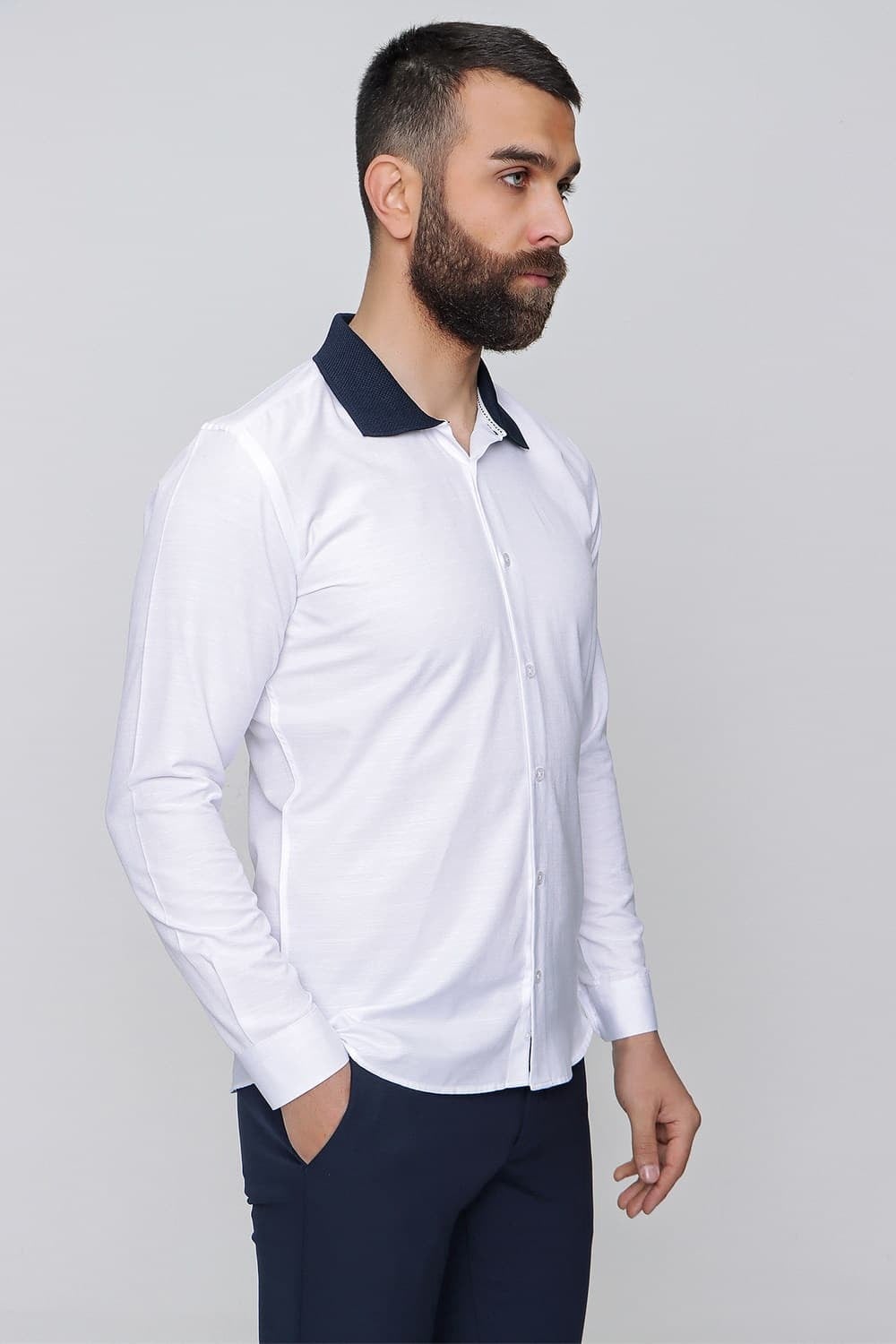 G 1491 Slim Fit Beyaz Spor Gömlek