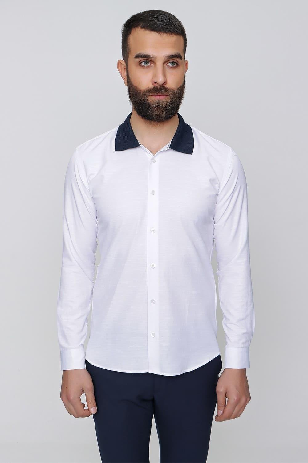 G 1491 Slim Fit Beyaz Spor Gömlek