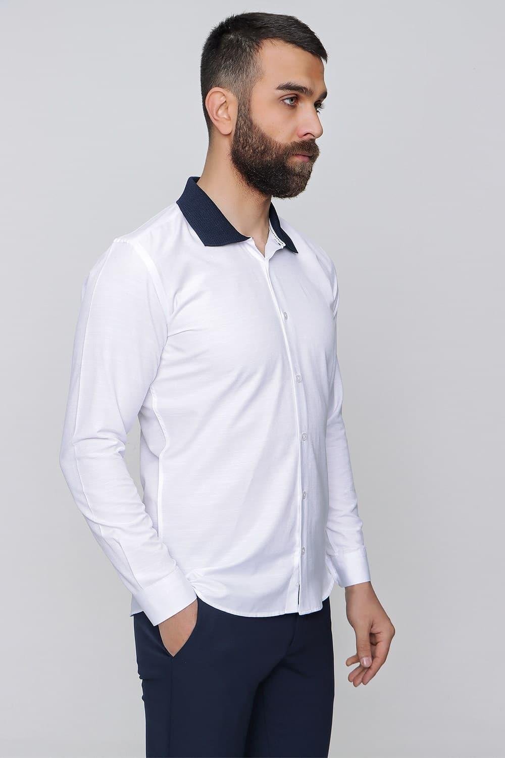 G 1491 Slim Fit Beyaz Spor Gömlek