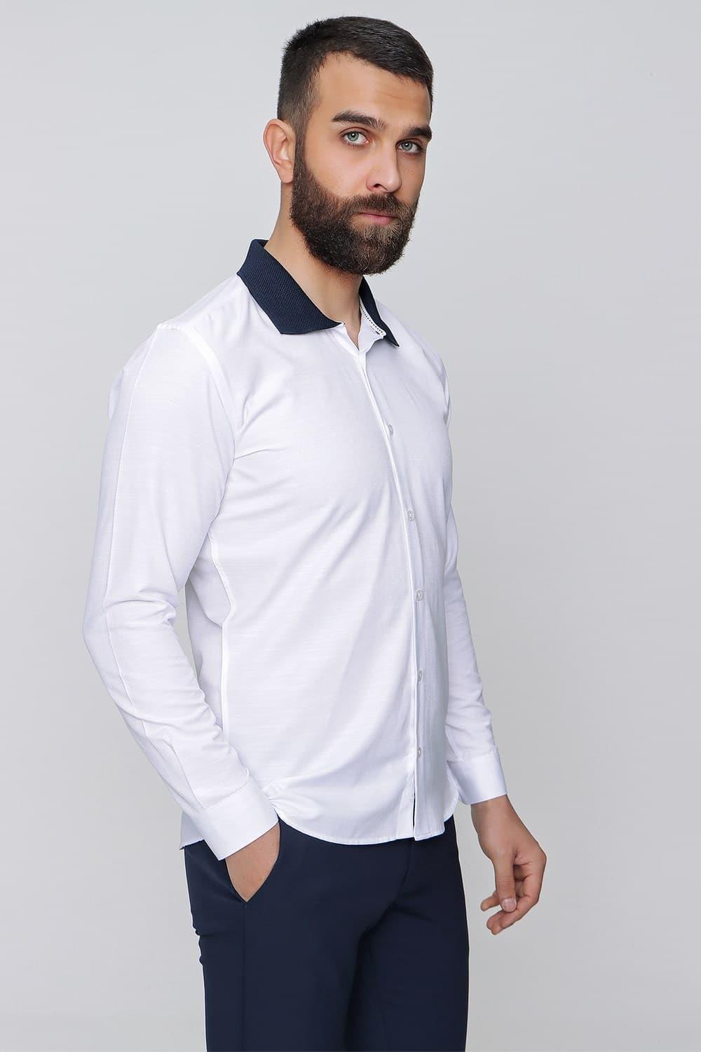 G 1491 Slim Fit Beyaz Spor Gömlek