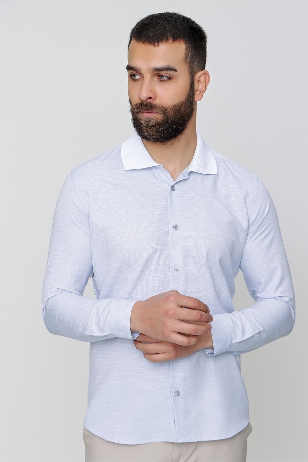 G 1491 Slim Fit Koyu Mavi Spor Gömlek