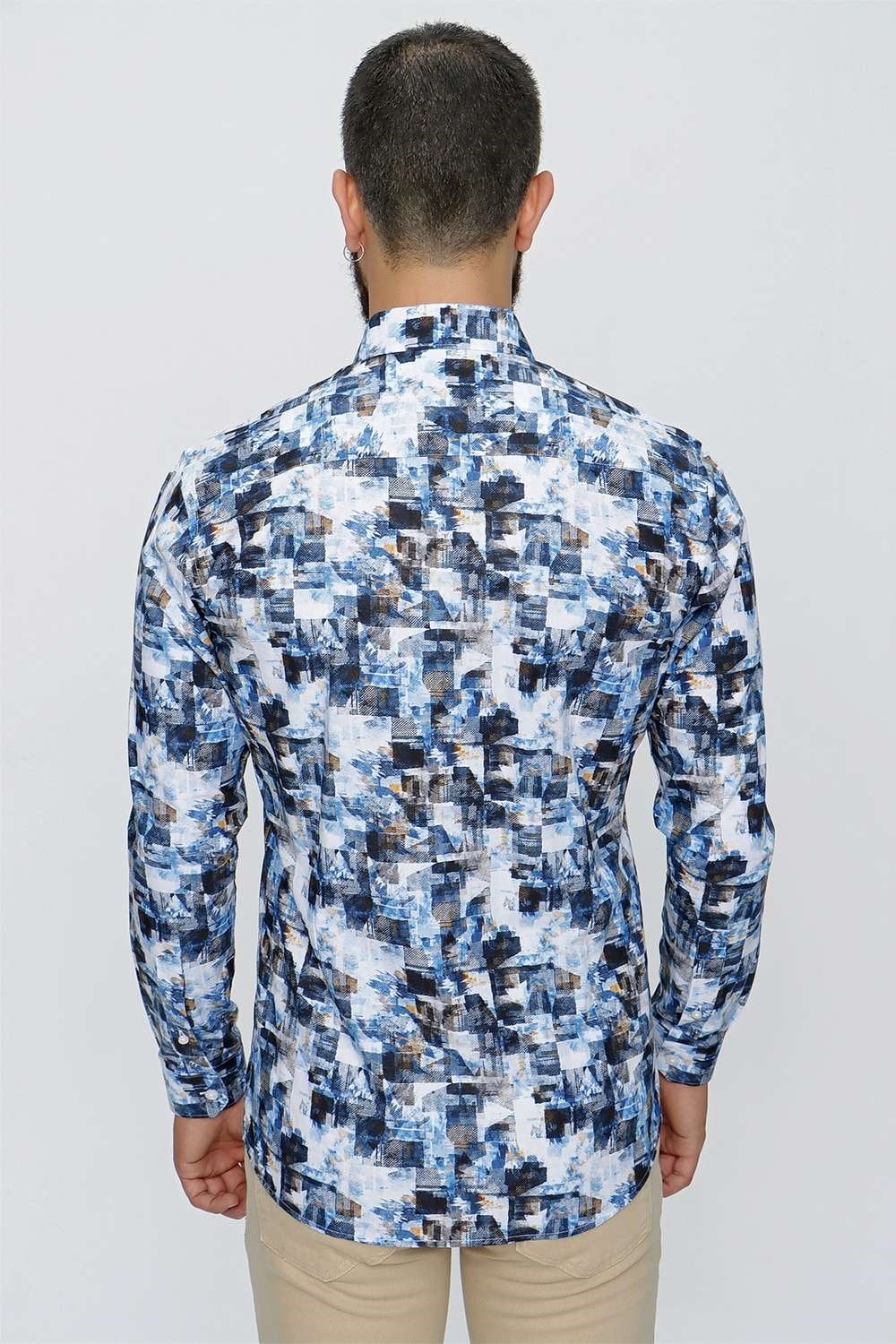 G 1508 Slim Fit Lacivert Spor Gömlek