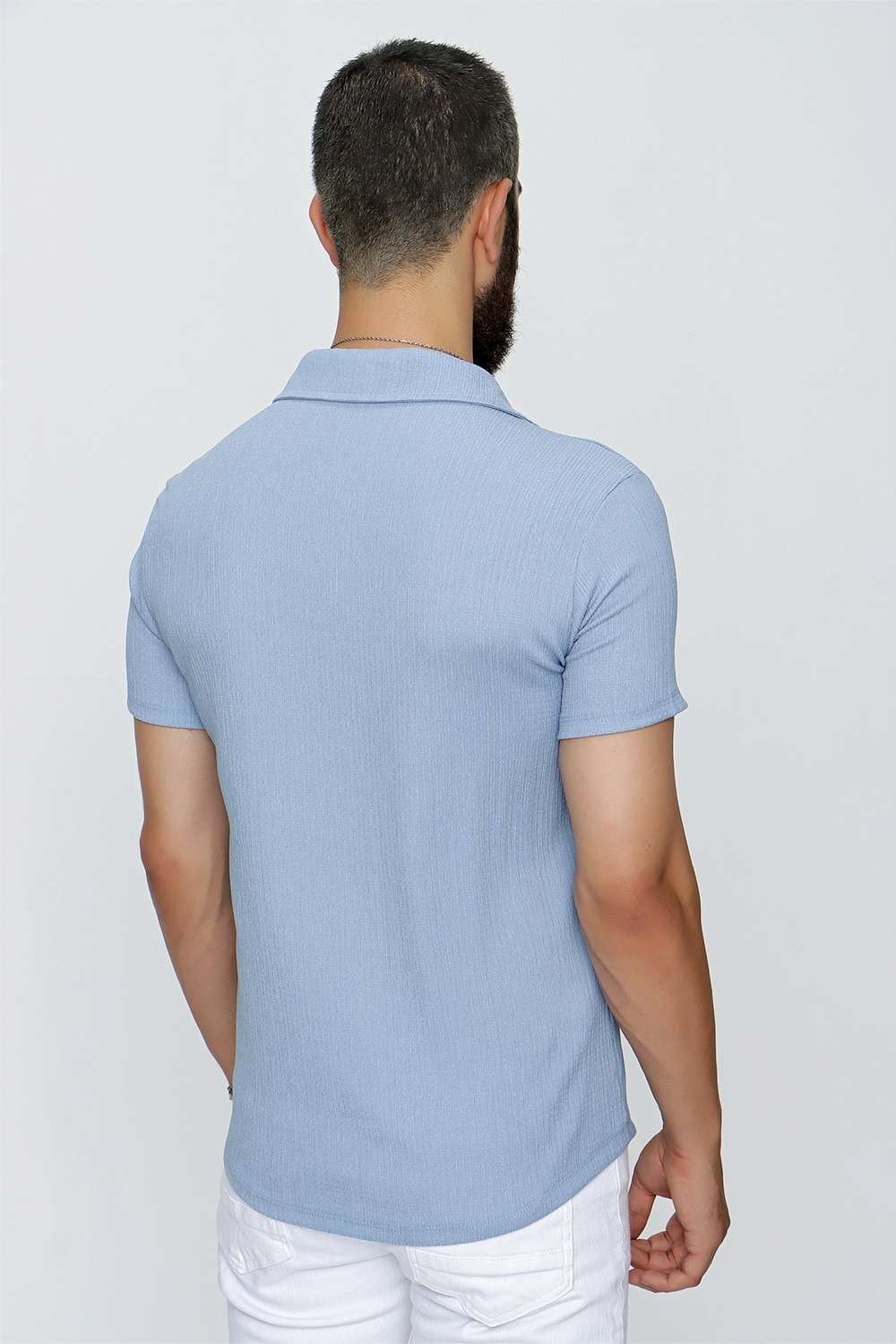 G 1516 Slim Fit Mavi Spor Gömlek