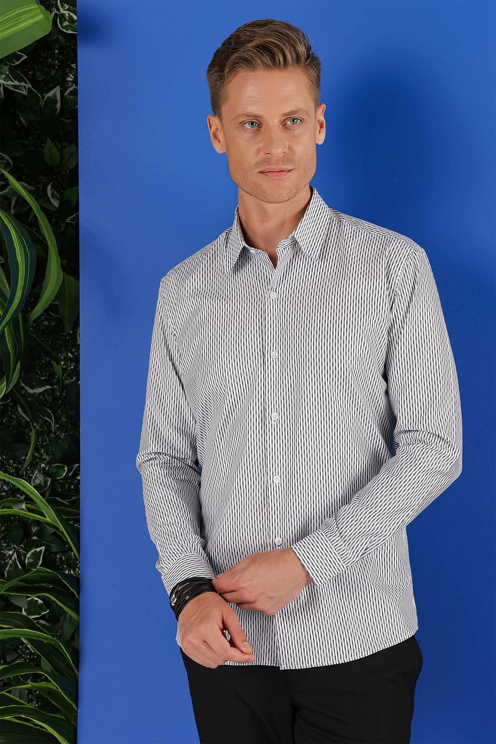 G 1519 Slim Fit Beyaz Spor Gömlek