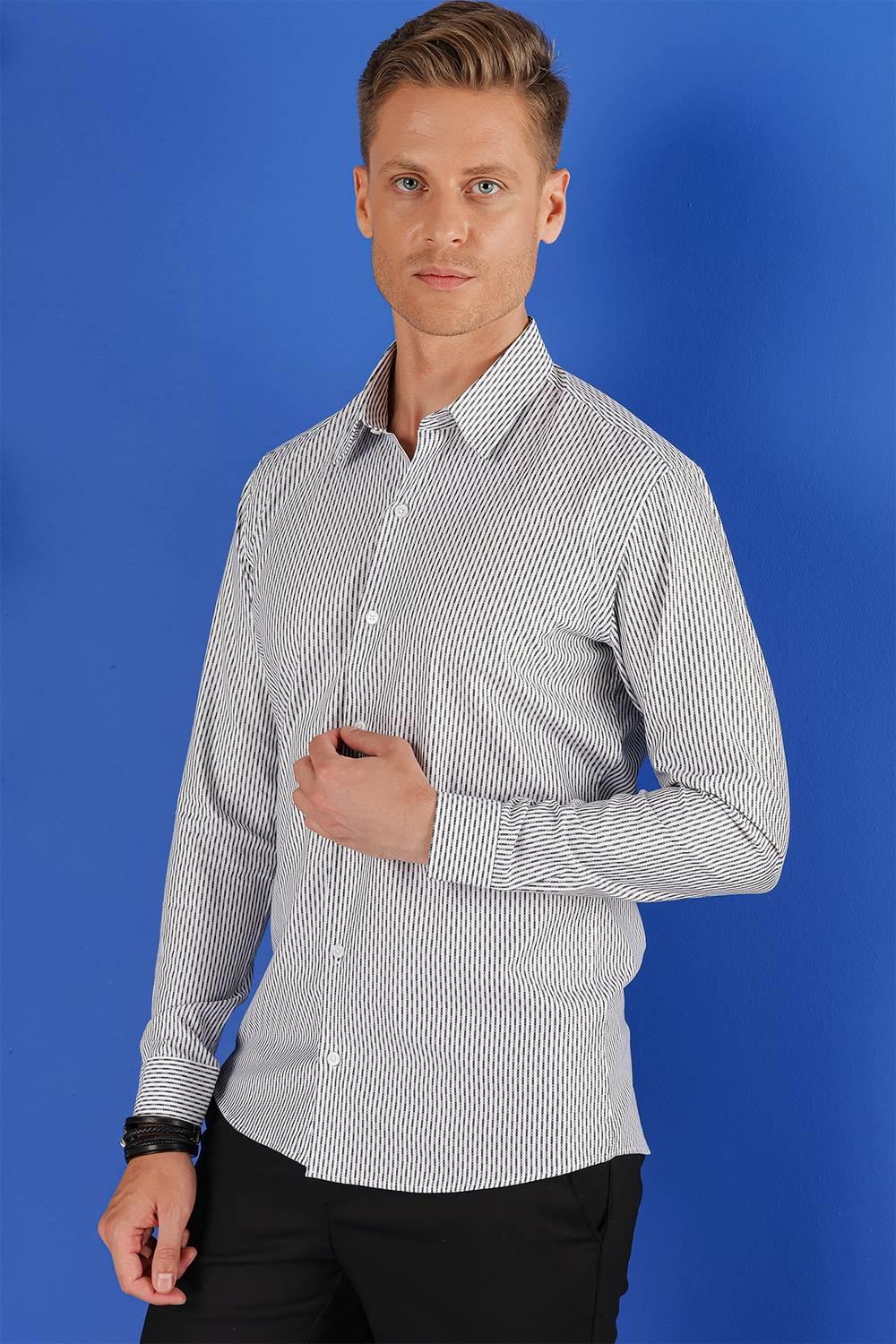 G 1519 Slim Fit Beyaz Spor Gömlek