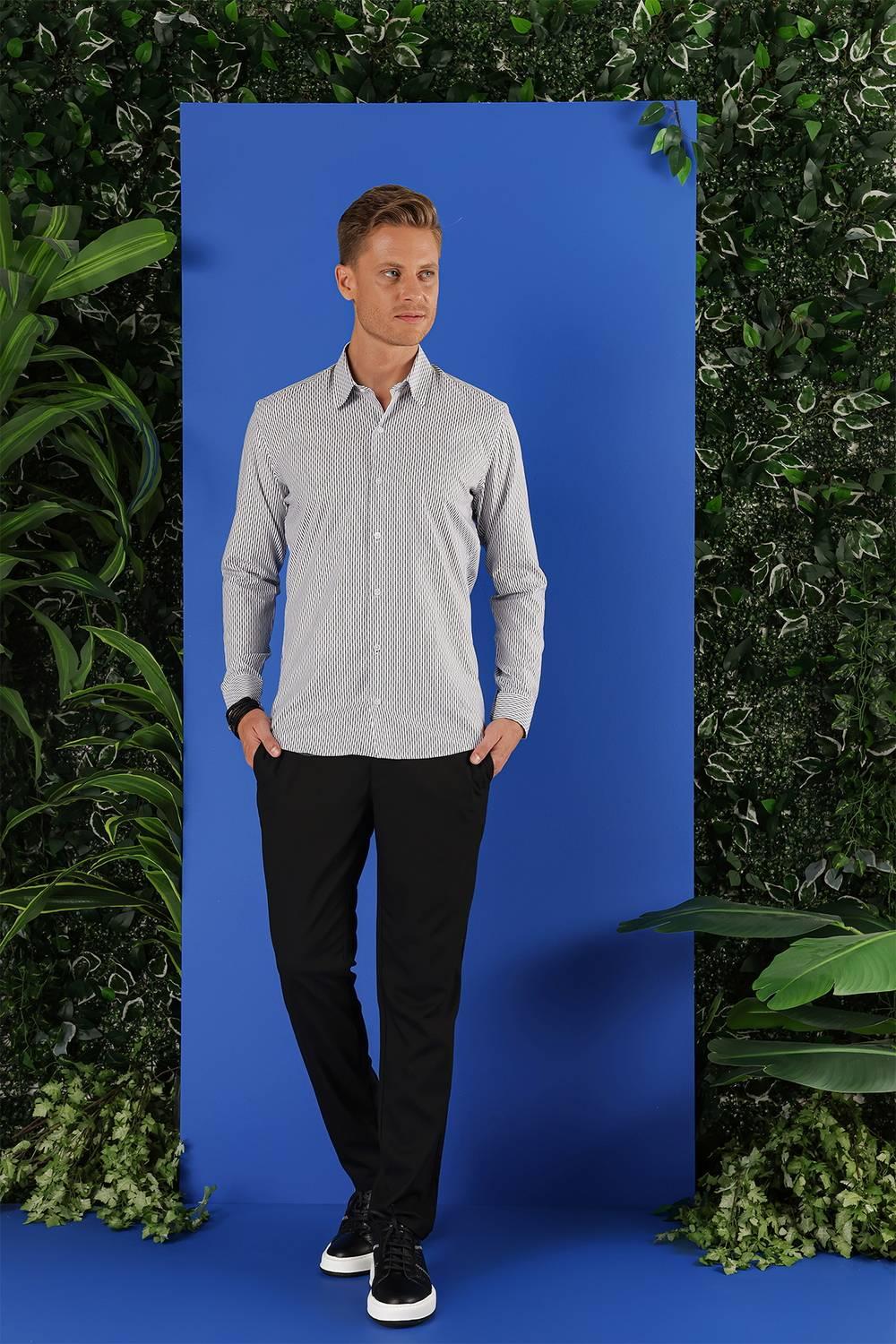 G 1519 Slim Fit Beyaz Spor Gömlek