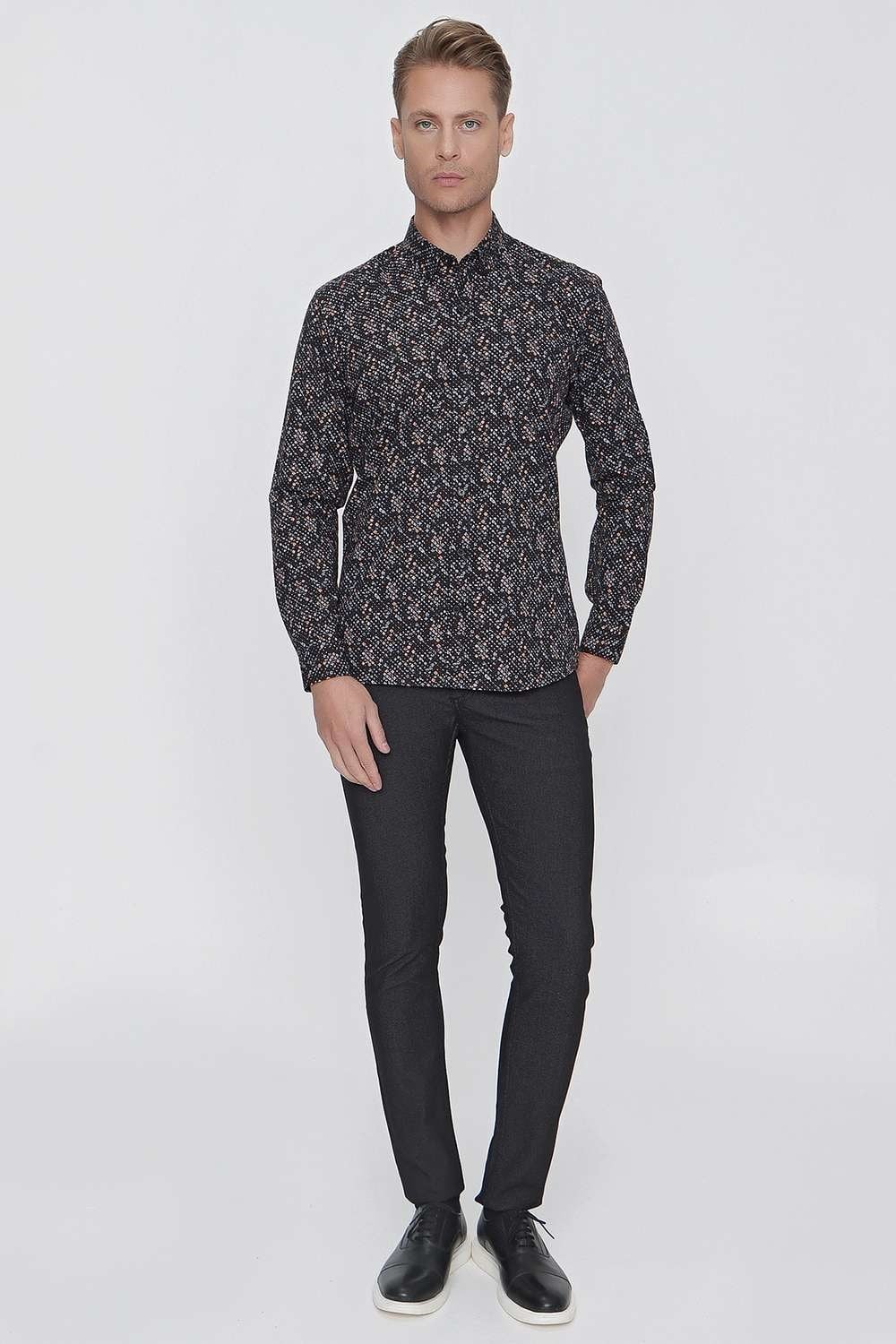 G 1520 Slim Fit Siyah Spor Gömlek