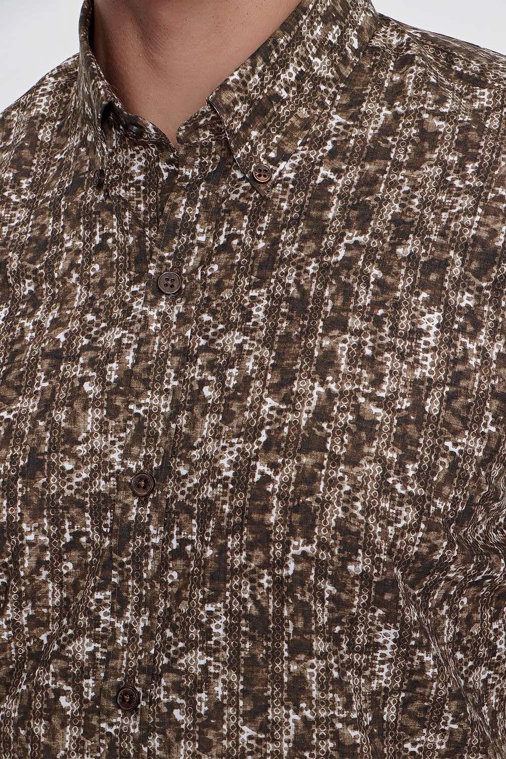 G 1521 Slim Fit Tütün Spor Gömlek