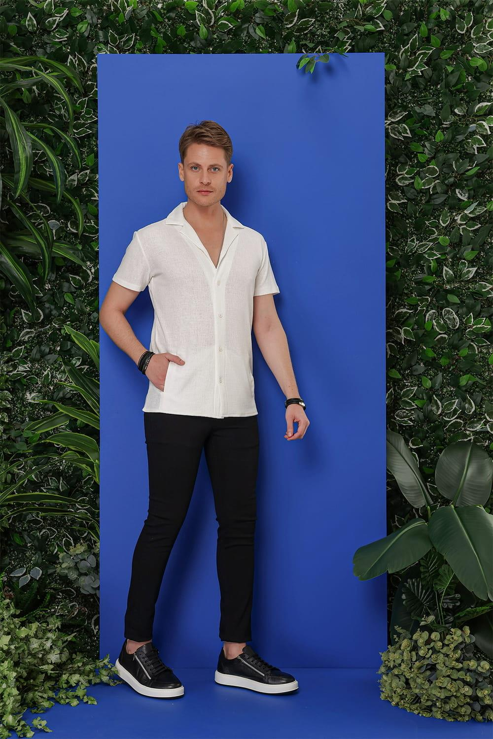 G 1535 Slim Fit Beyaz Klasik Gömlek