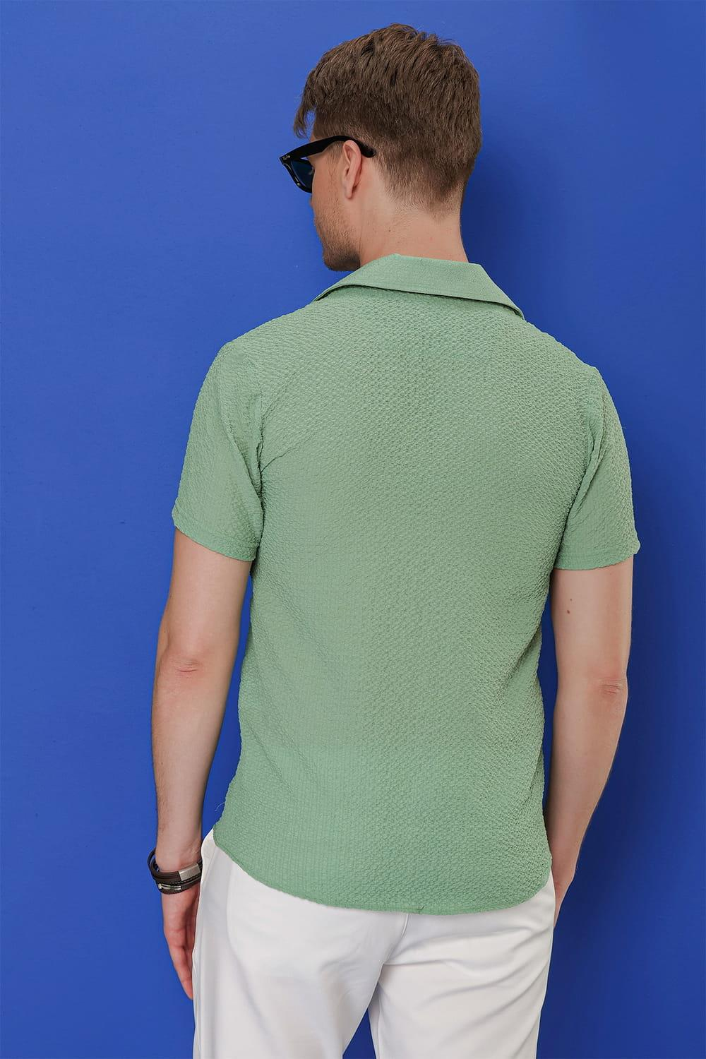 G 1536 Slim Fit Yeşil Klasik Gömlek