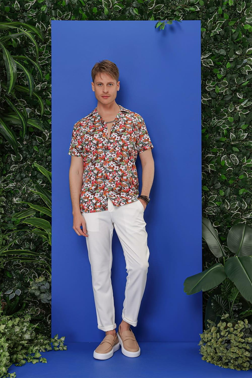 G 1537 Slim Fit Kahve Klasik Gömlek