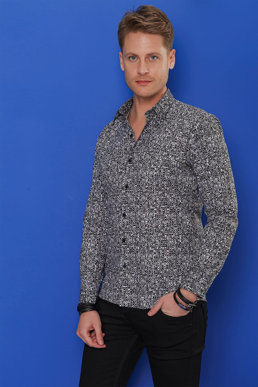 G 1541 Slim Fit Siyah Klasik Gömlek