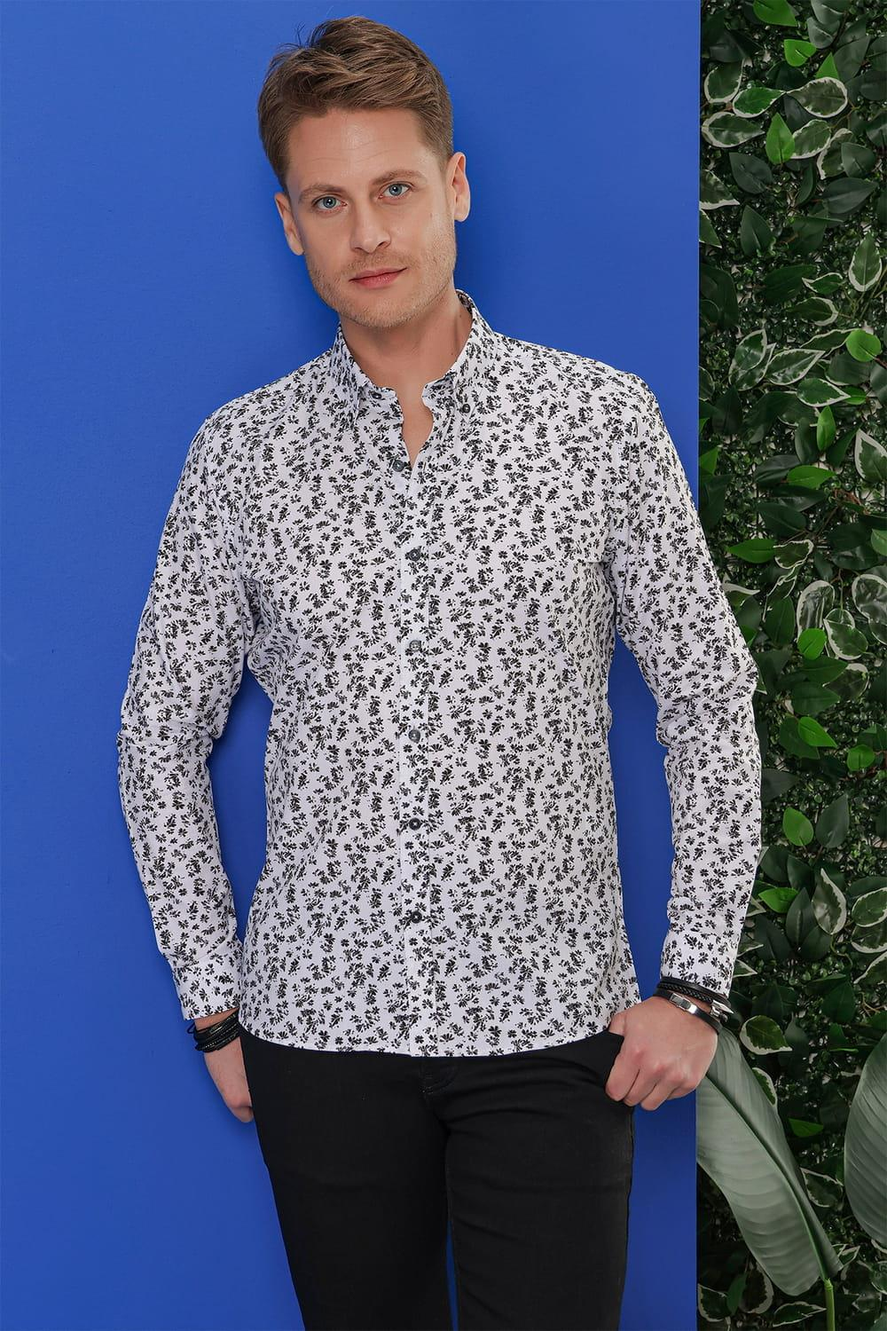 G 1546 Slim Fit Beyaz Klasik Gömlek