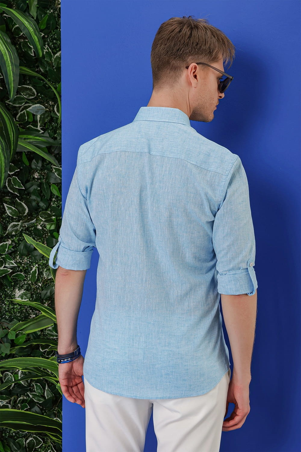 G 1554 Slim Fit Turkuaz Klasik Gömlek