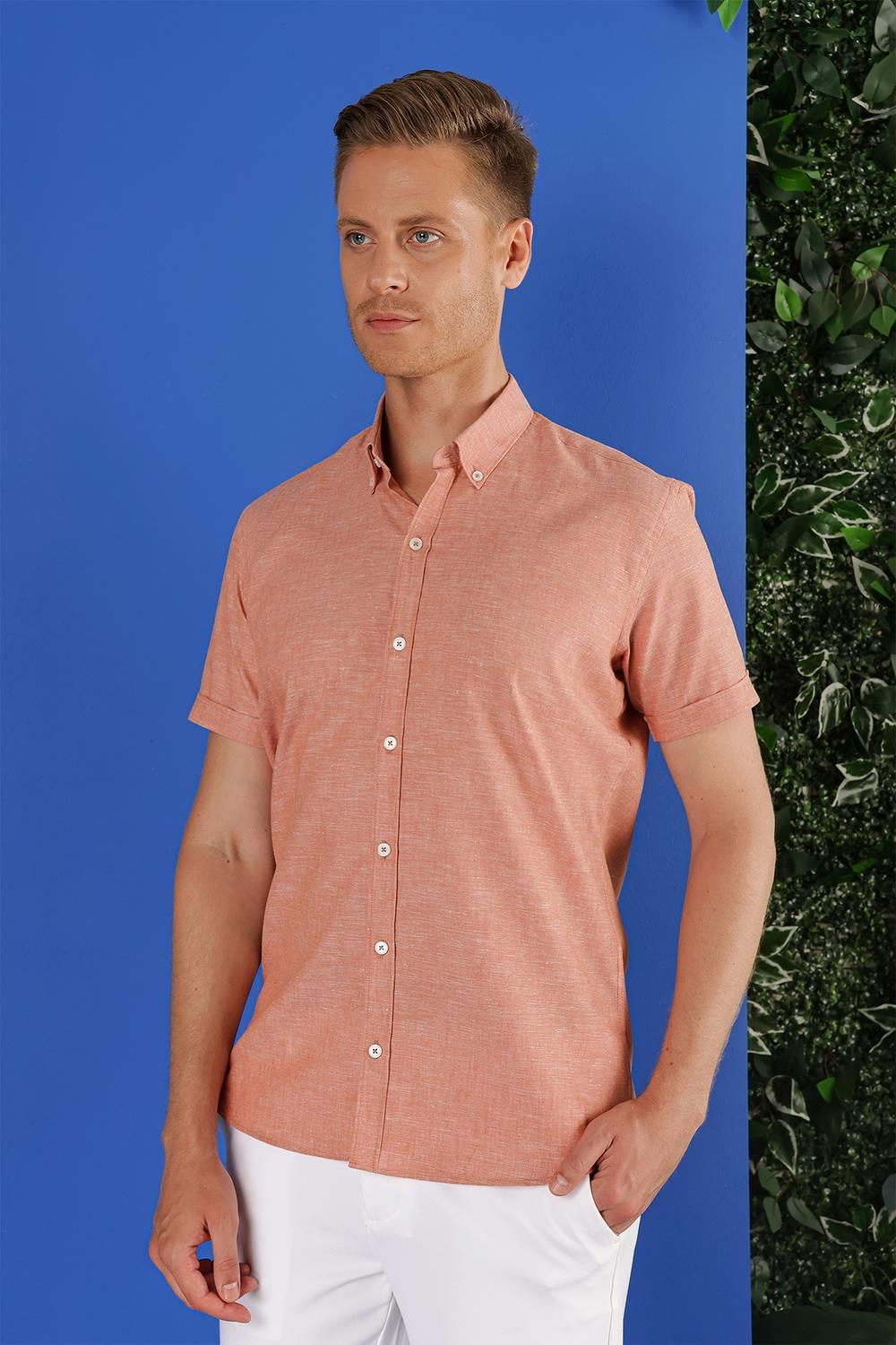 G 1556 Slim Fit Kiremit Klasik Gömlek