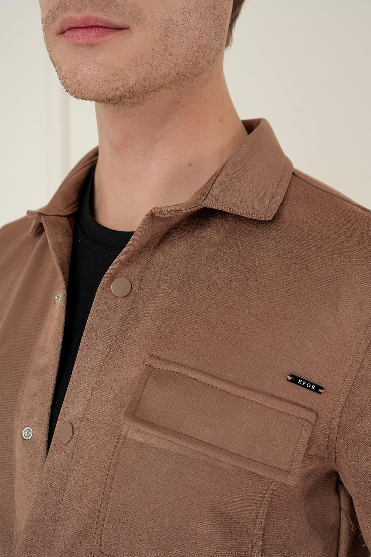 G 1578 Slim Fit Camel Klasik Gömlek