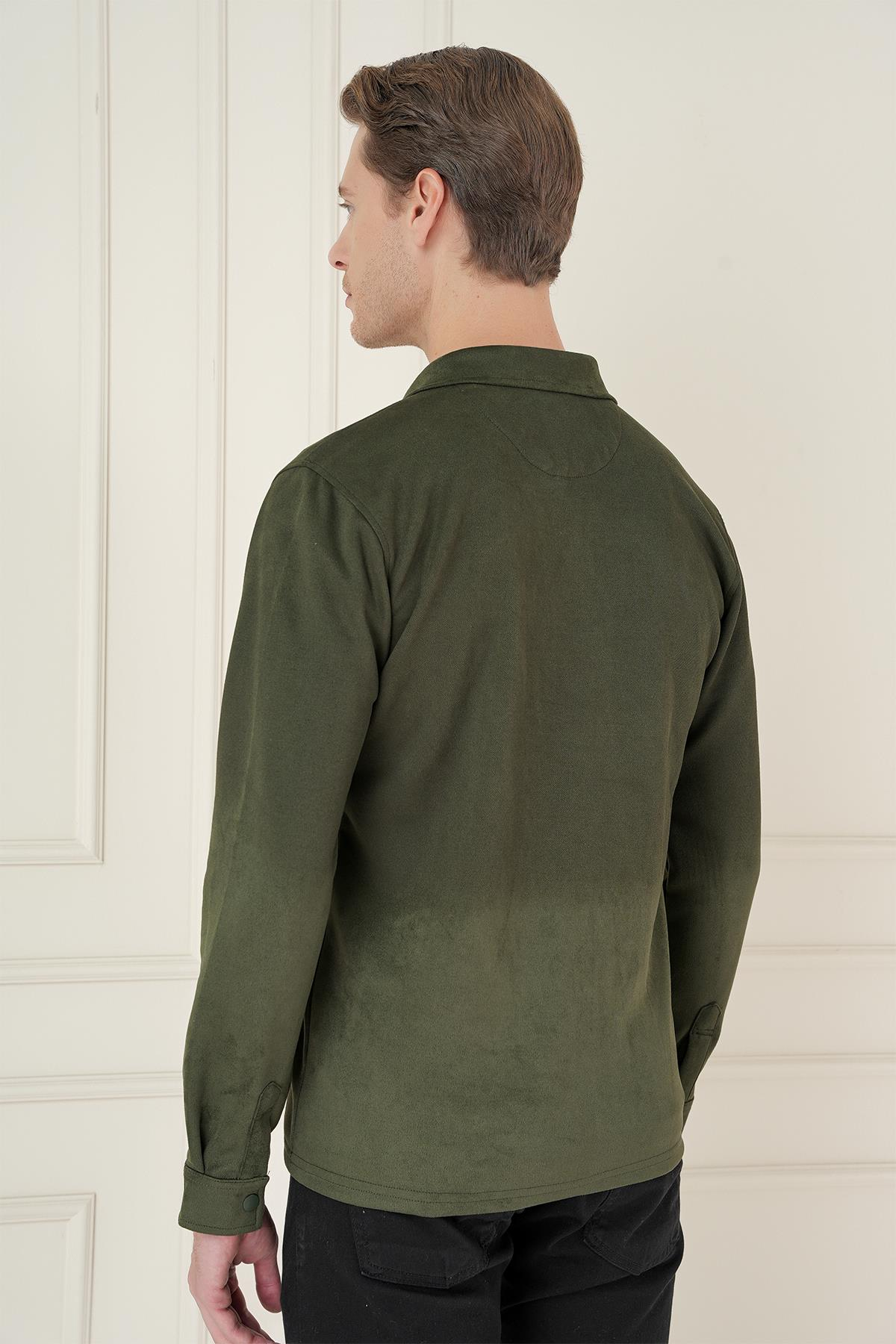 G 1578 Slim Fit Haki Klasik Gömlek