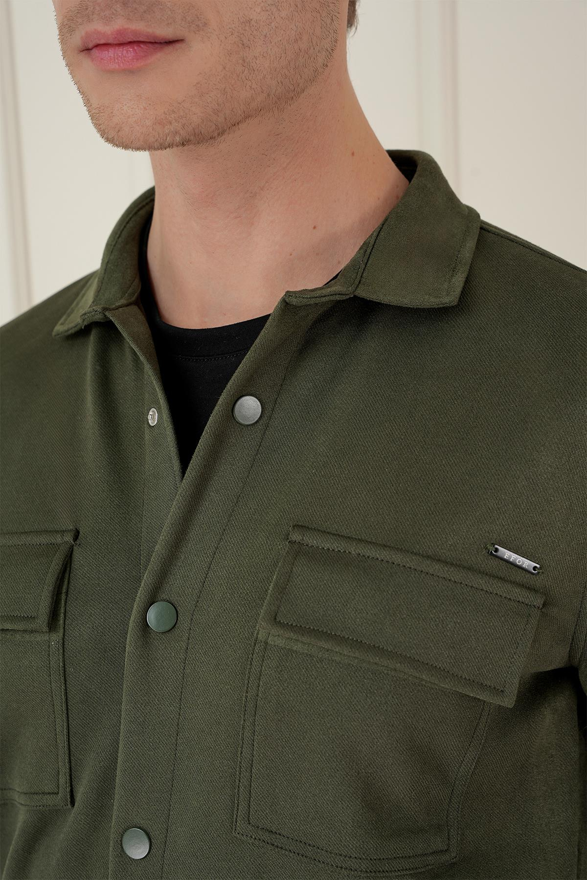 G 1578 Slim Fit Haki Klasik Gömlek