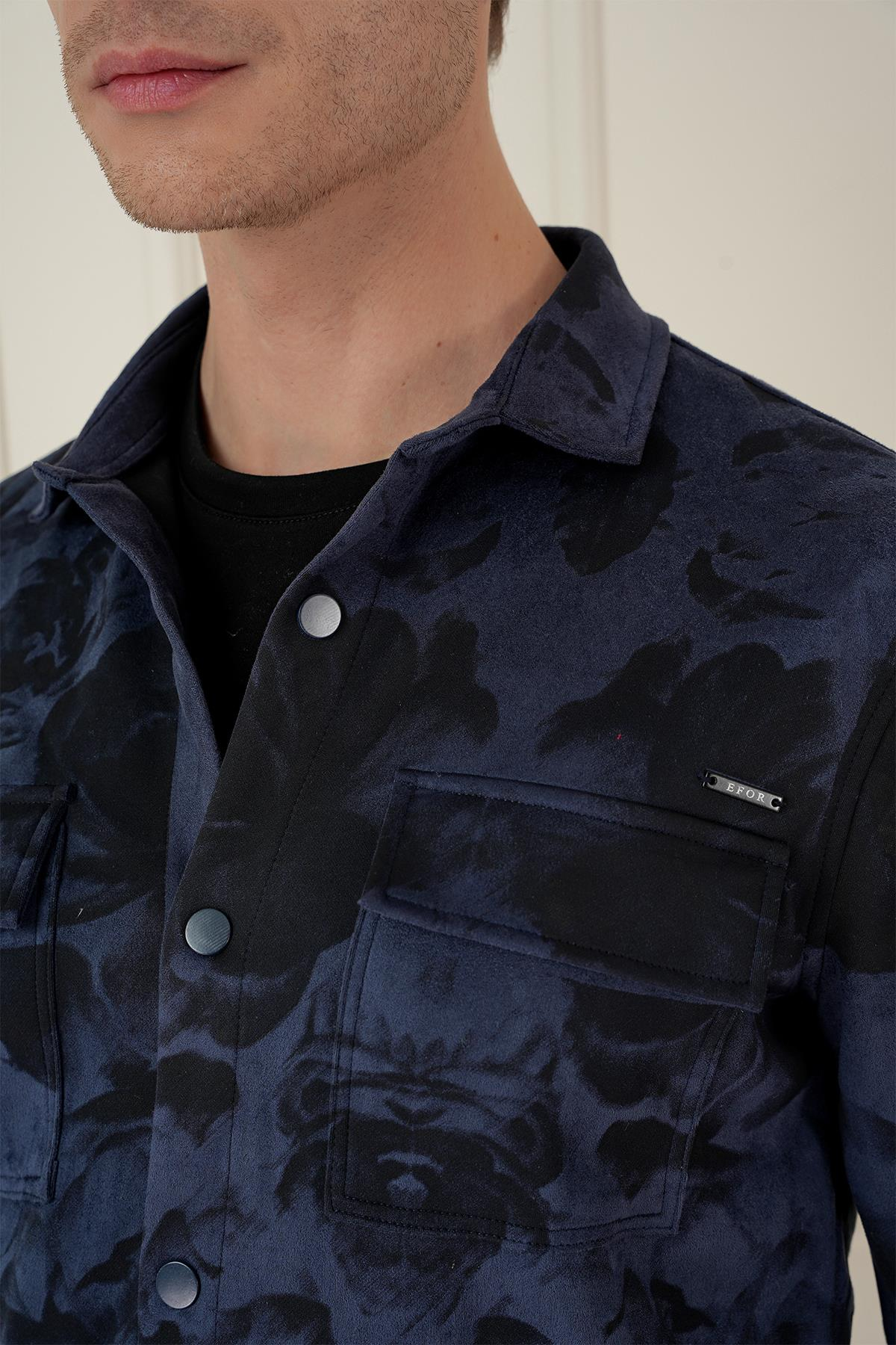 G 1578 Slim Fit Lacivert Klasik Gömlek