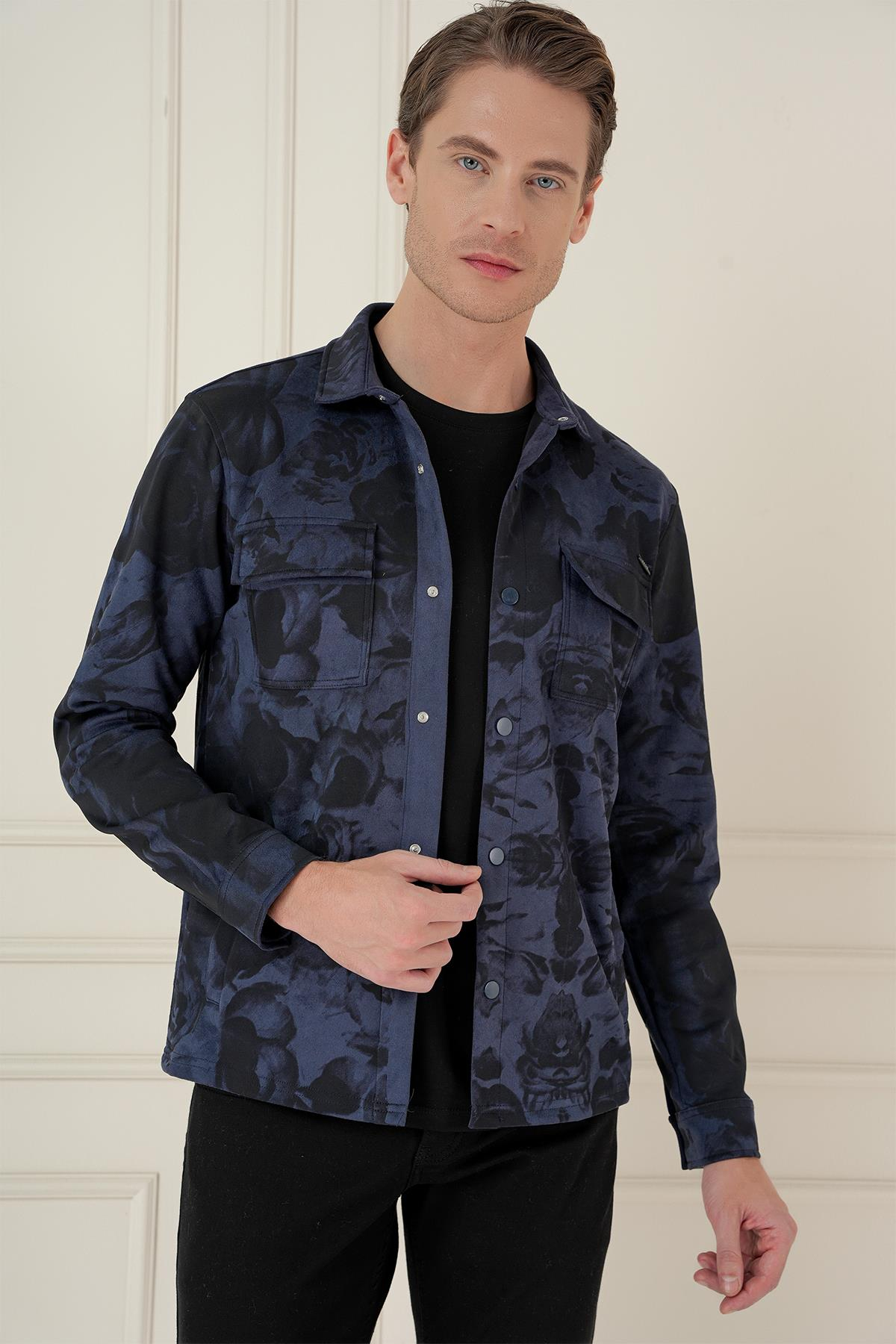 G 1578 Slim Fit Lacivert Klasik Gömlek