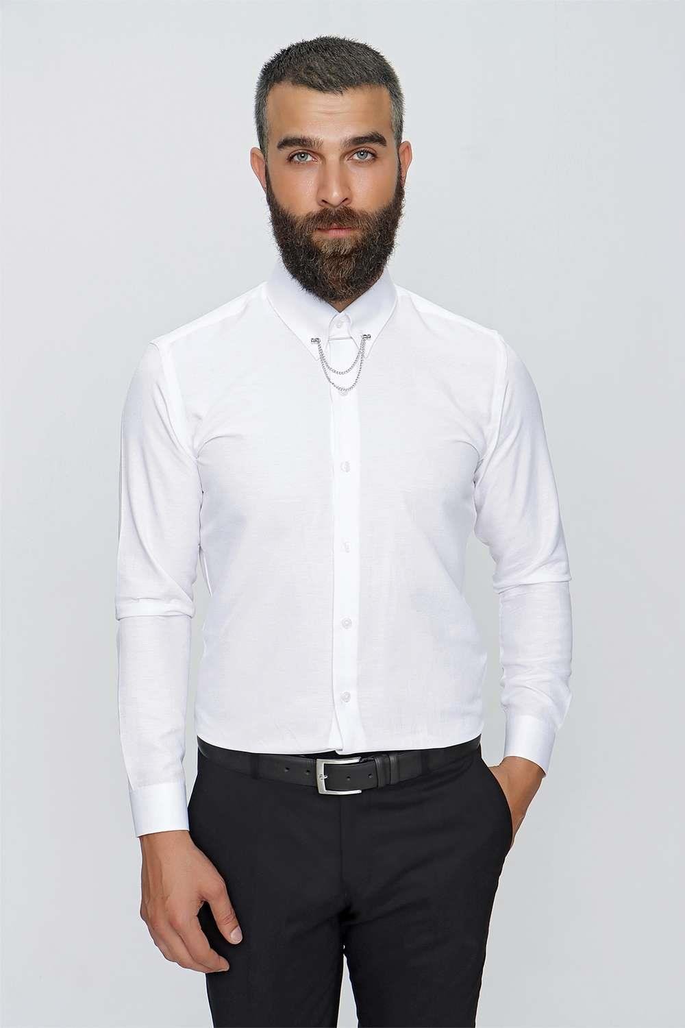 GK 646 Beyaz Klasik Gömlek