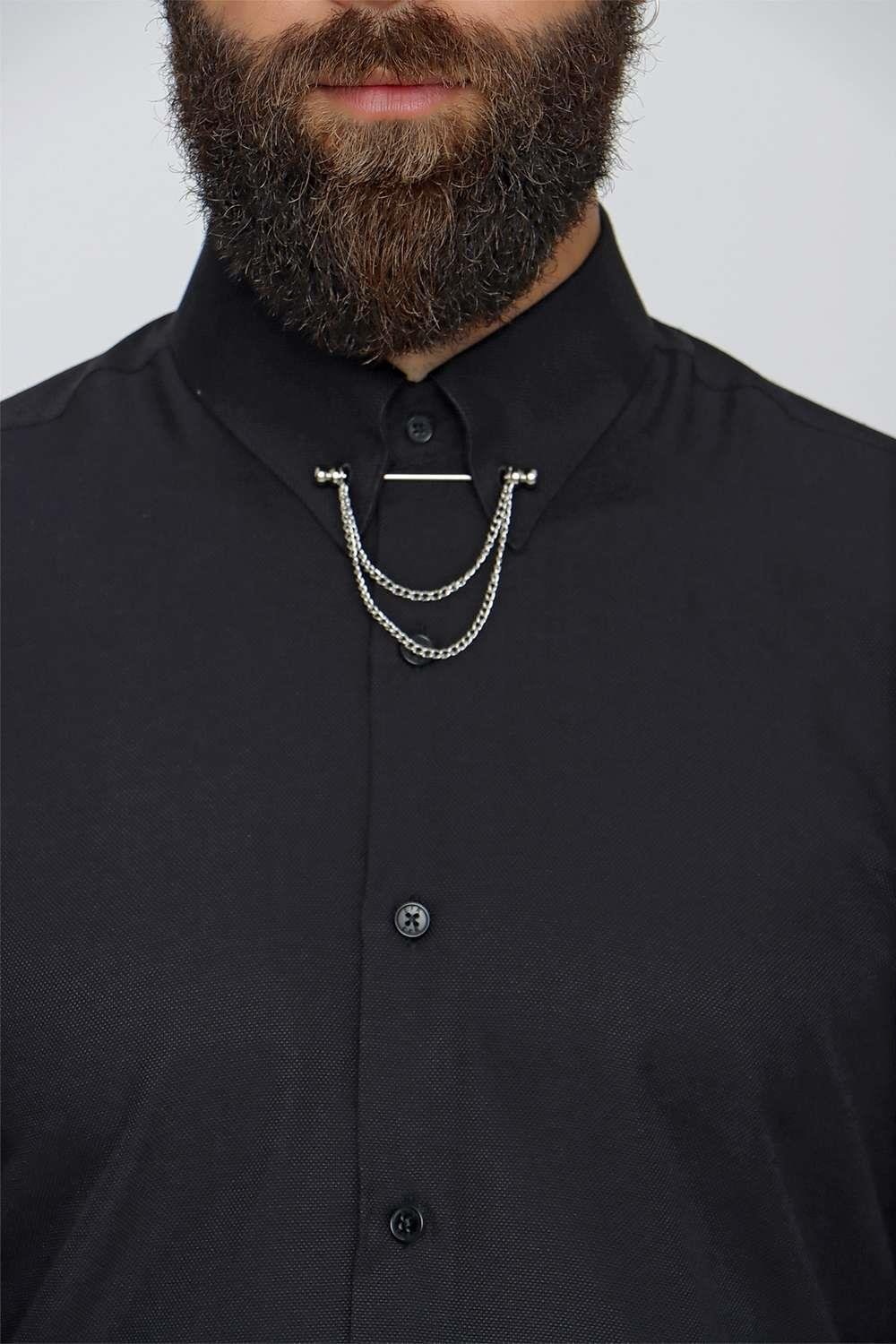 GK 647 Siyah Klasik Gömlek