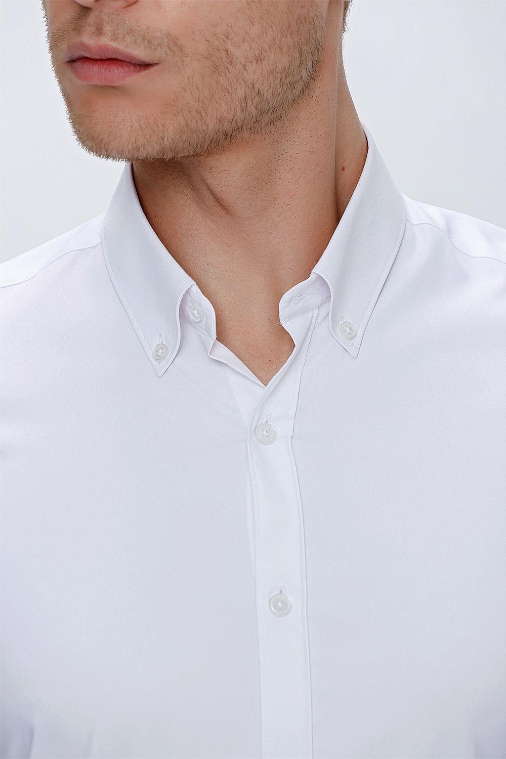 GK 666 Slim Fit Beyaz Klasik Gömlek