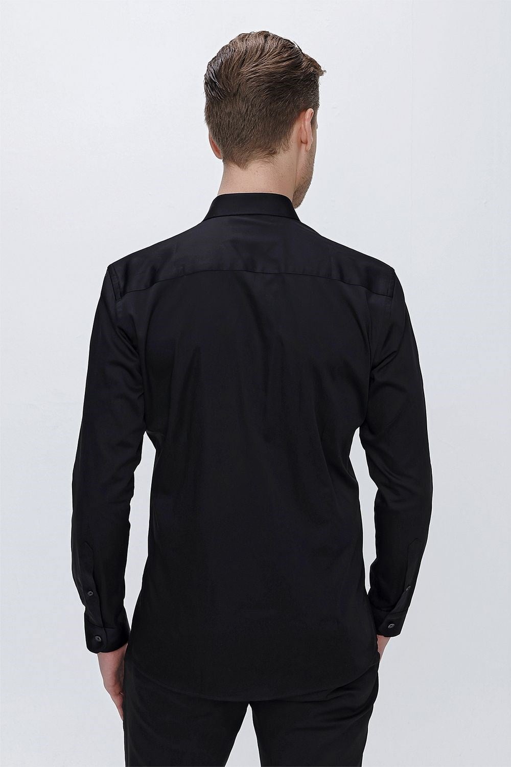 GK 669 Slim Fit Siyah Klasik Gömlek