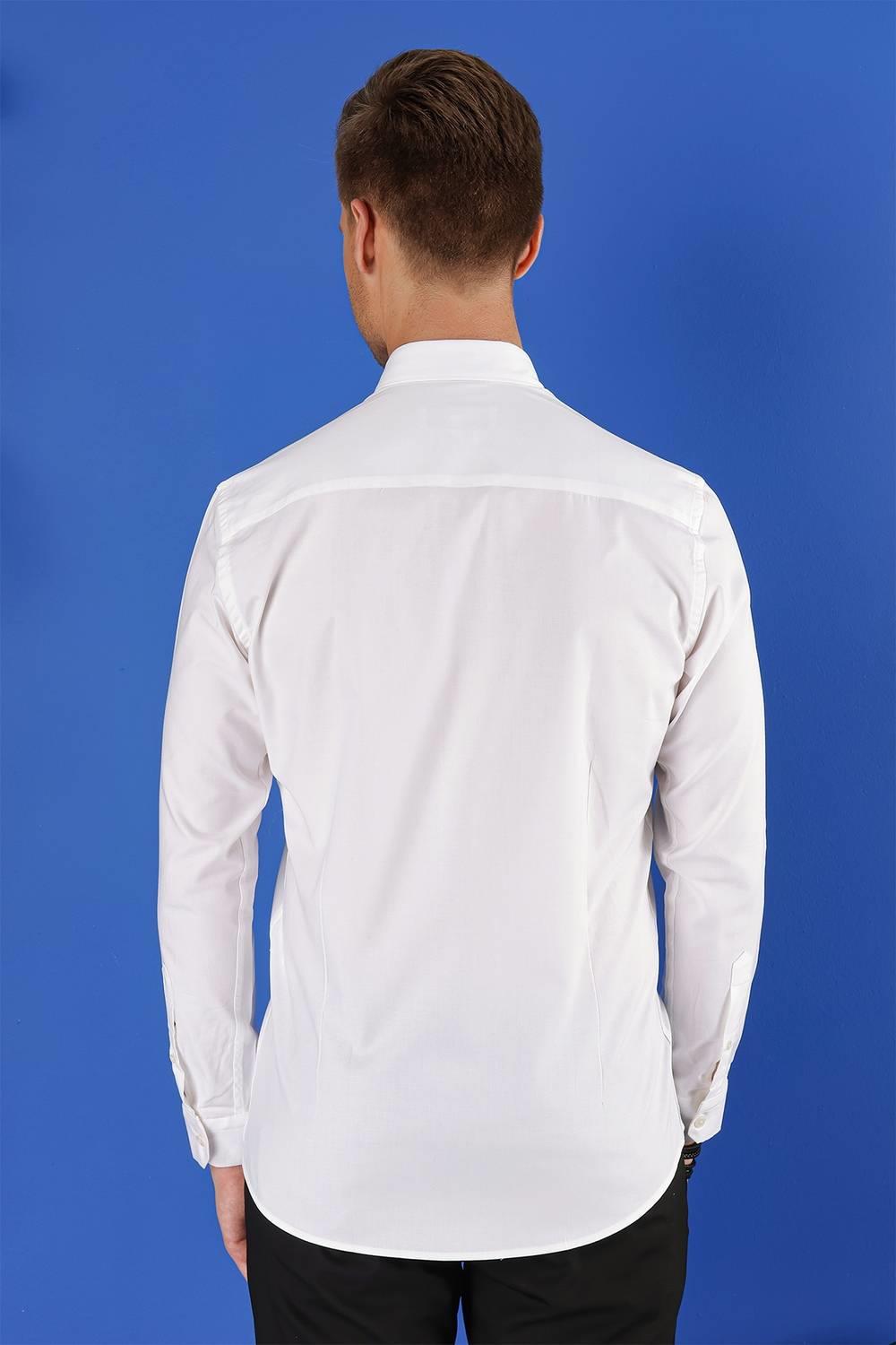 GK 671 Slim Fit Beyaz Klasik Gömlek