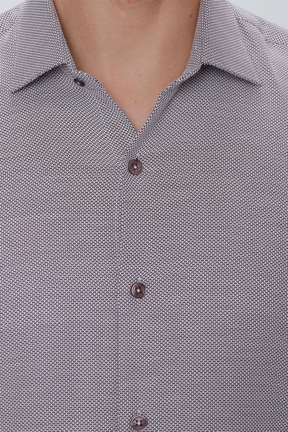 GK 672 Slim Fit Bordo Klasik Gömlek