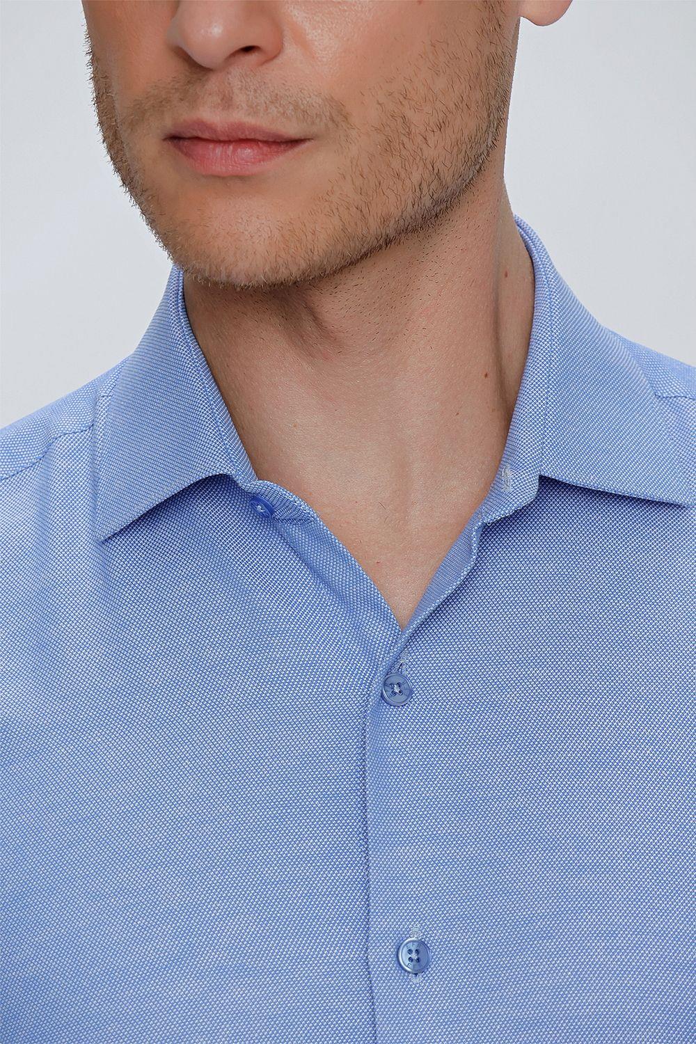 GK 673 Slim Fit Mavi Klasik Gömlek