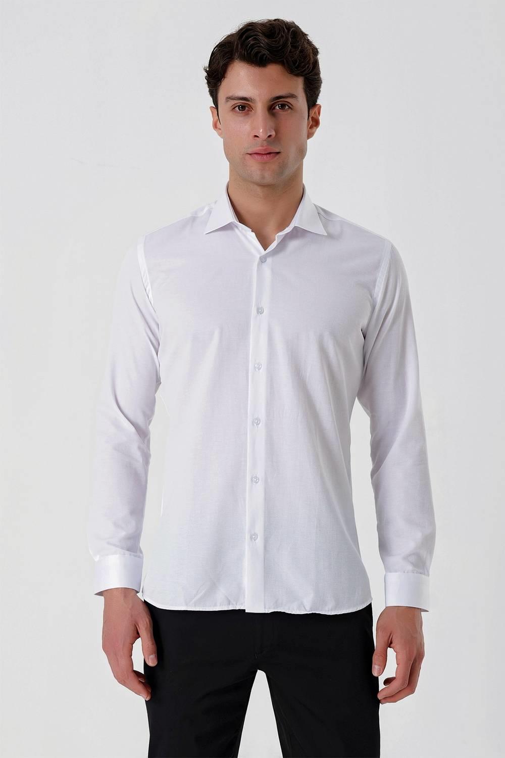 GK 677 Slim Fit Beyaz Altro Gömlek