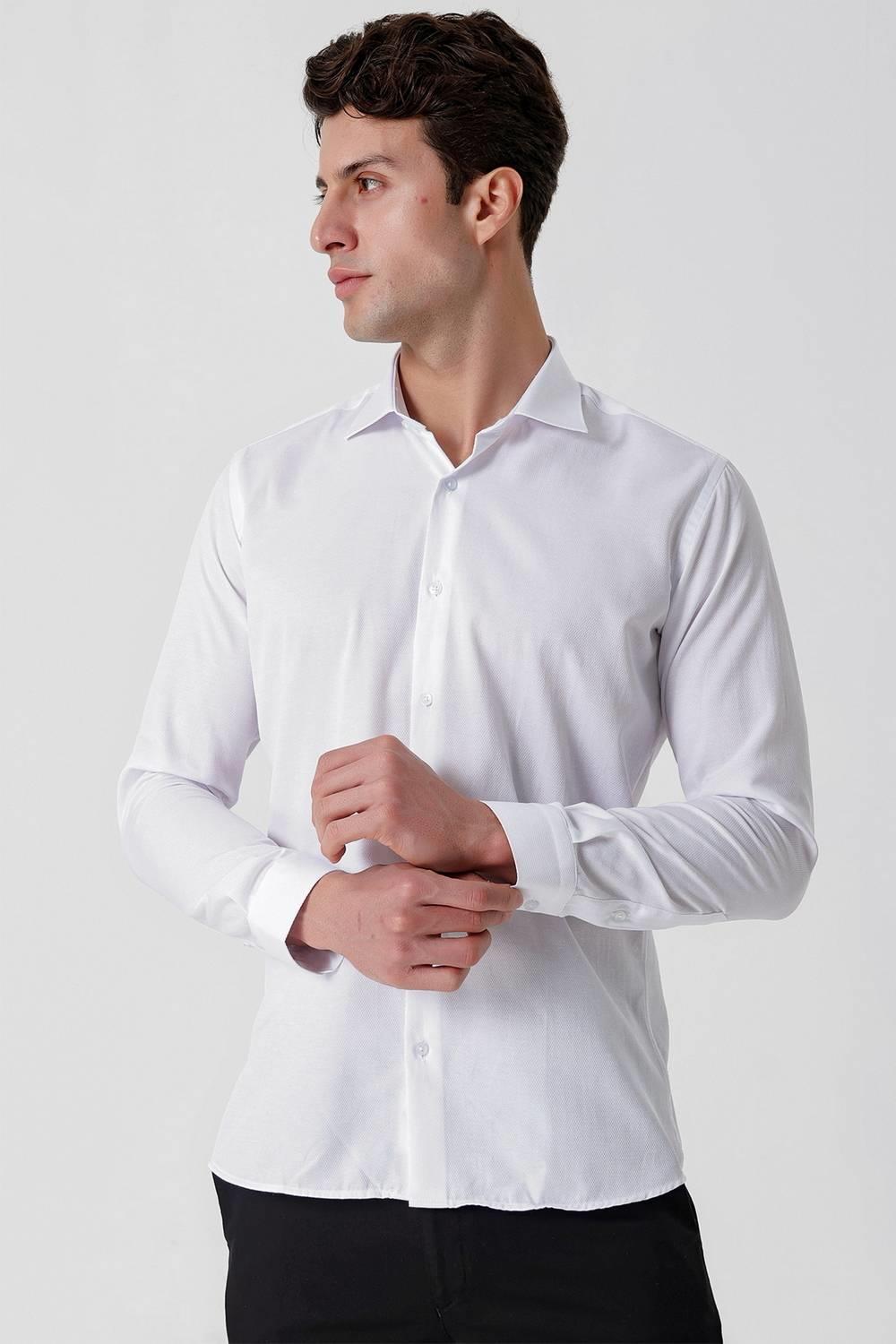 GK 677 Slim Fit Beyaz Altro Gömlek