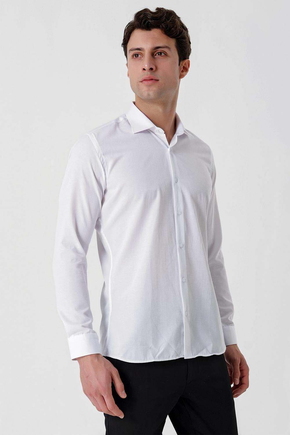 GK 677 Slim Fit Beyaz Altro Gömlek