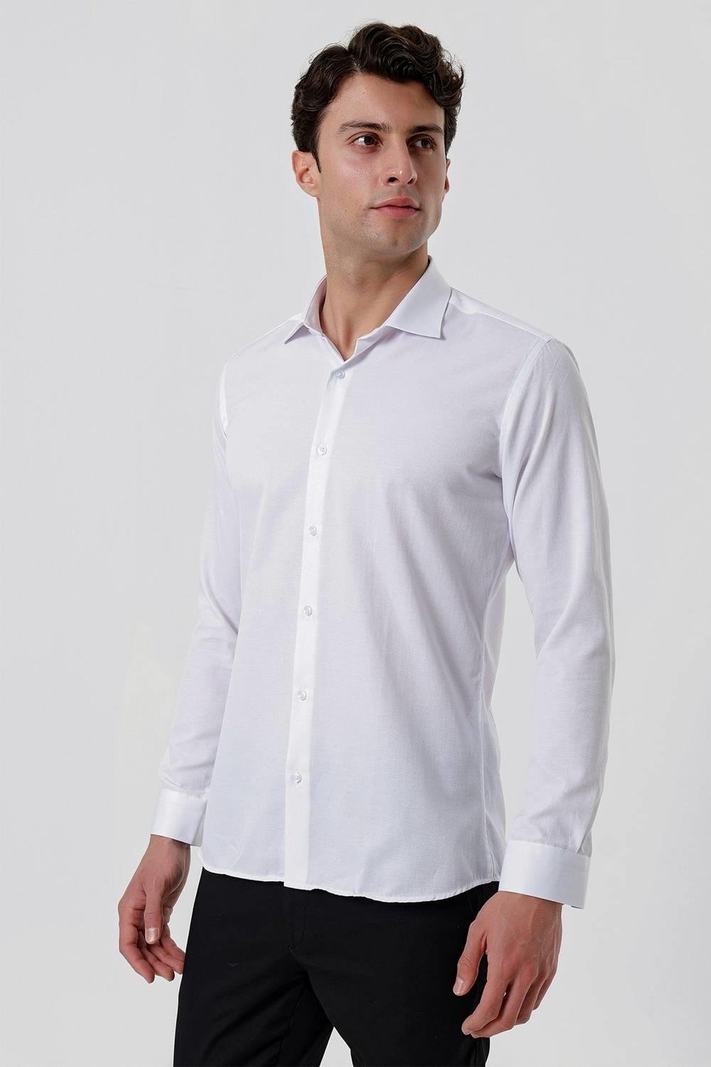 GK 677 Slim Fit Beyaz Altro Gömlek