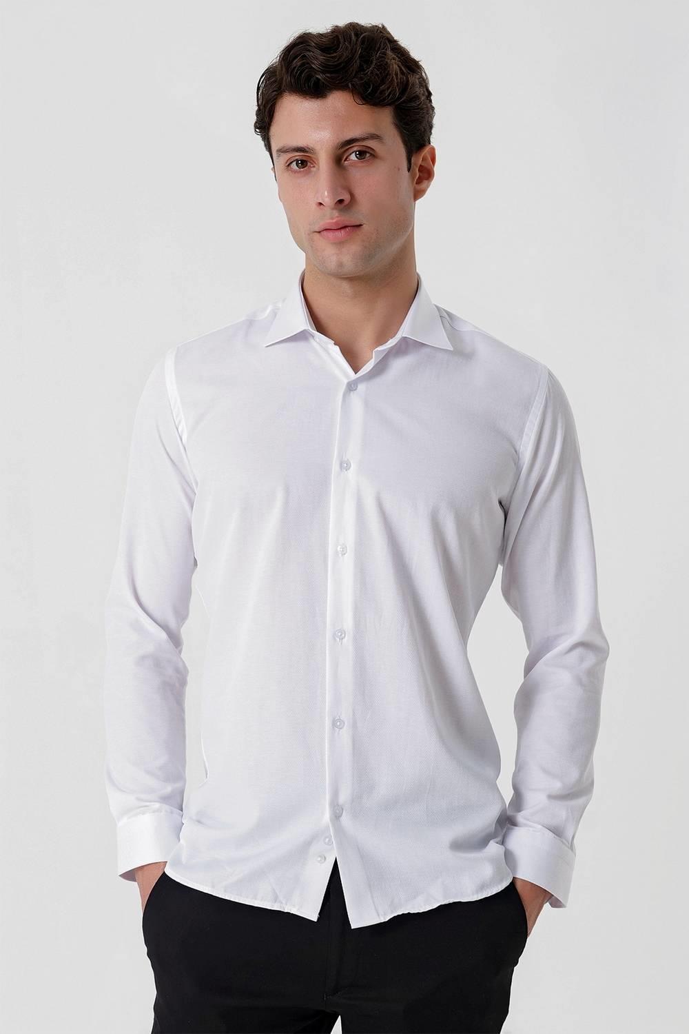 GK 677 Slim Fit Beyaz Altro Gömlek