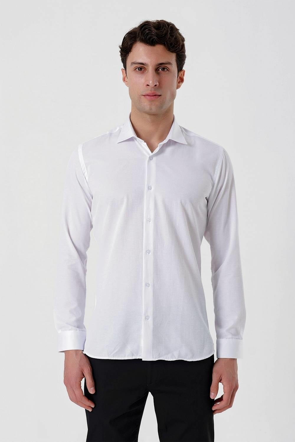 GK 677 Slim Fit Beyaz Altro Gömlek